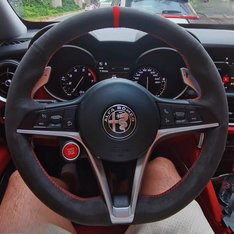 Car Steering Wheel Cover Anti Slip Breathable - 알파 로메오 줄리아 스텔비오 2015-2018 자동차