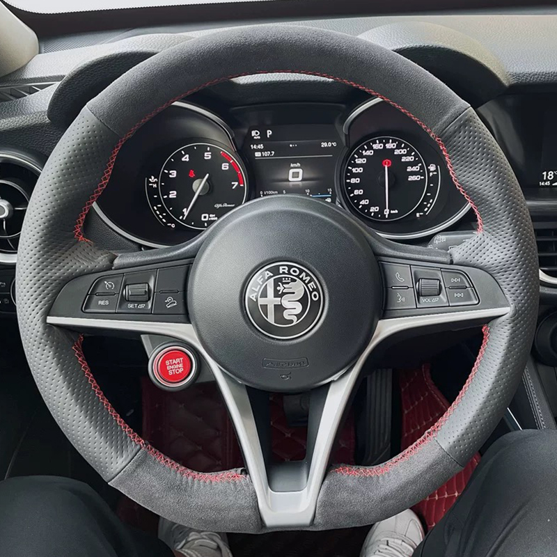 알파 로메오 줄리아 스텔비오 2015-2018 자동차  - Car Steering Wheel Cover Anti Slip Breathable 리뷰 및 가격
