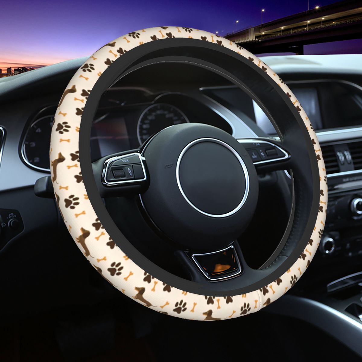 귀여운 닥스 훈트 자동차 핸들 커버 38cm 미끄럼 방 - Car Steering Wheel Cover Anti Slip Breathable 리뷰 및 가격