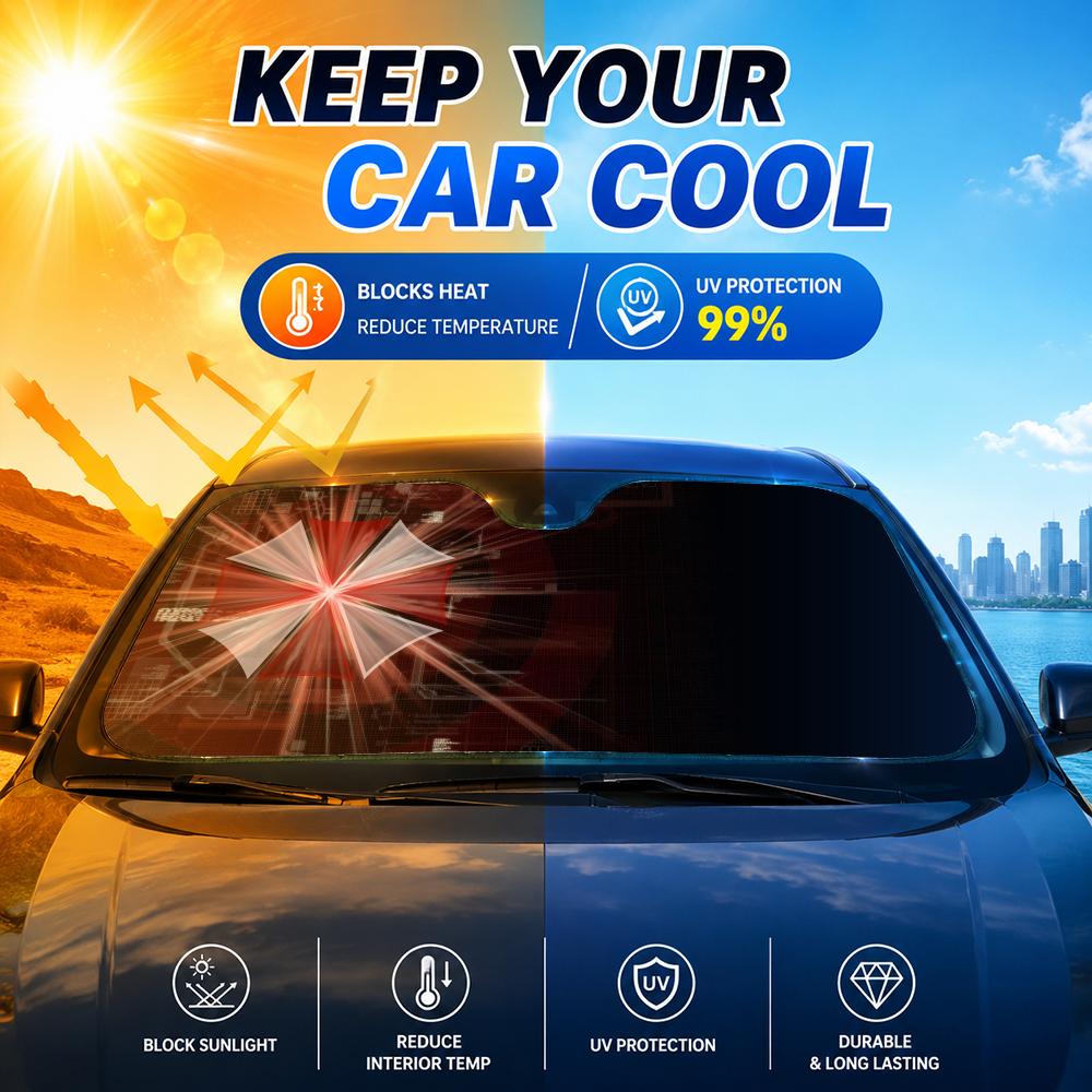 공포 영화 우산형 햇빛 가리개 자동차 앞유리 차양막 앞 - Car Sunshade Windshield Umbrella Foldable 리뷰 및 가격